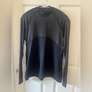 Nike Dri-Fit Black Metallic Long Sleeve Stretch Active Top Women Large EUC